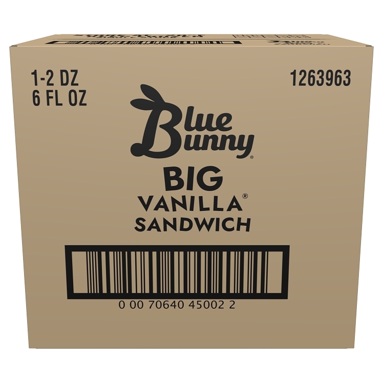 Photo of Blue Bunny Frozen Dairy Dessert, Vanilla, Sandwich, Big 6 Fl Oz