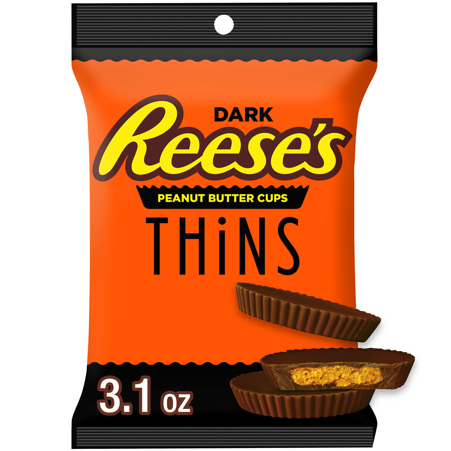 Photo of Reese's S Thins Dark Chocolate Peanut Butter Cups Candy Bag 3.1 Oz