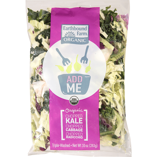 Organic Chopped Kale, Chopped Cabbage and Chopped Radicchio