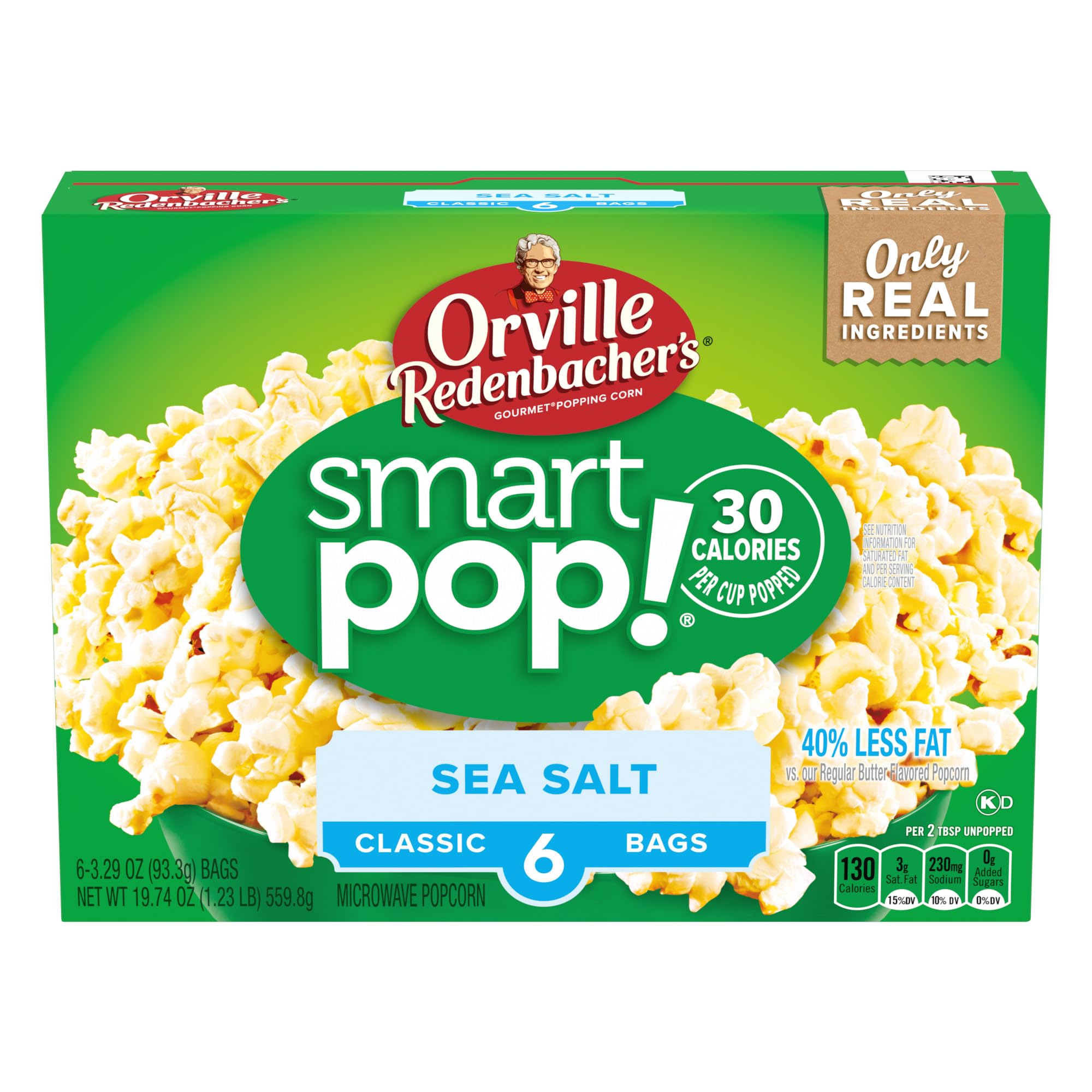 Orville Redenbacher'S Smartpop! Microwave Popcorn, Sea Salt, 3.29 Oz. Bags, 6-Count