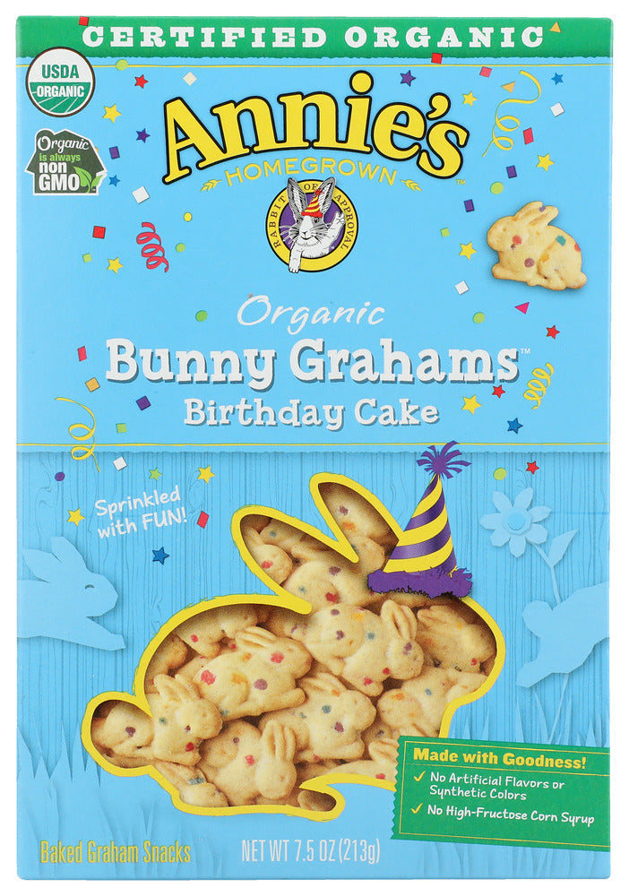 Photo of Annie's Homegrown Bunny Grahams Organic Birthday Cake Baked Graham Snacks, 7.5 Oz