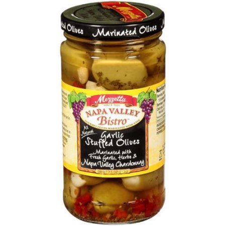 Garlic Stuffed Olives Marinated with Herbs & Chardonnay, Garlic