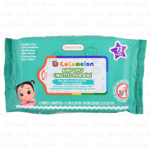 Cocomelon Aloe Vera And Chamomile Wipes 72 Ct -- 12 Per Case
