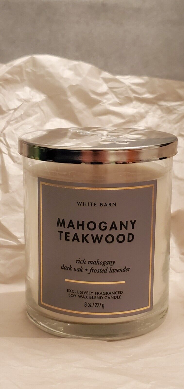 White Barn Bath Body Works Mahogany Teakwood Single Wick Candle 8oz