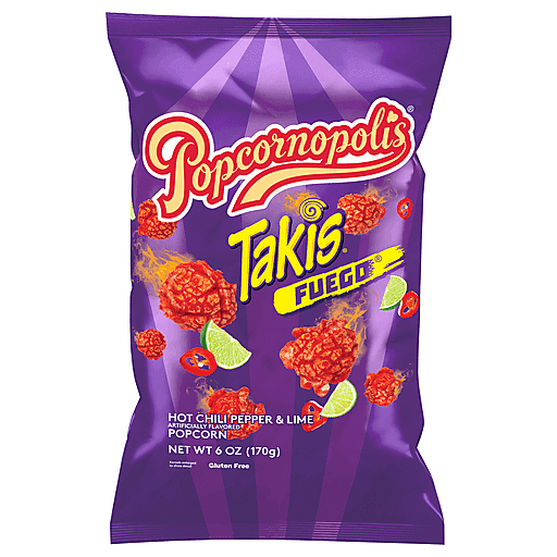 Popcornopolis Takis Fuego Hot Chili Pepper & Lime 6oz — UPC ...