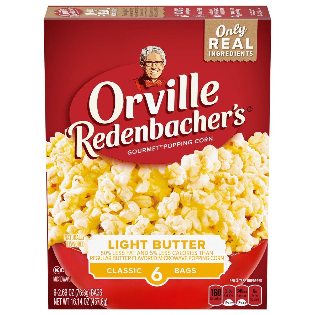 Orville Redenbacher's Gourmet Popping Corn Light Butter Classic Bag 6-76.3g Bags