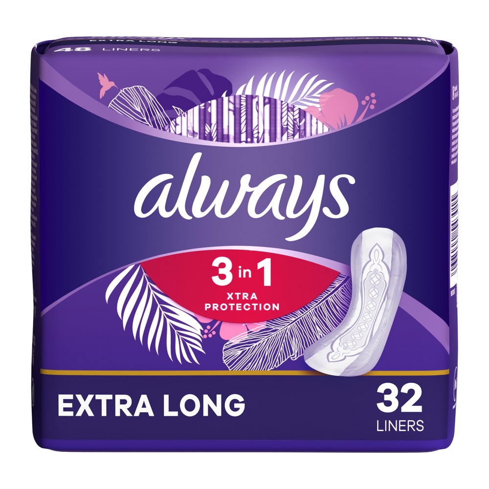 Always 3-in-1 Xtra Protection Daily Liners Extra Long With Leakguards ...