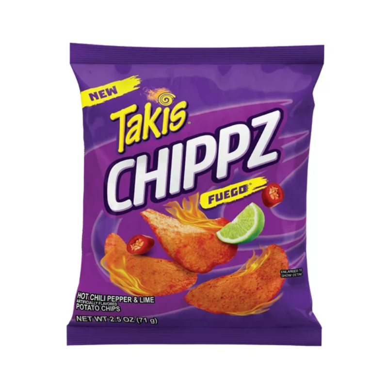 Takis Fuego Chippz Hot Chili Pepper & Lime Thin-Cut Potato Chips — UPC ...