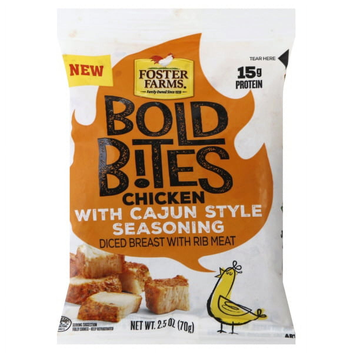 Cajun Style Seasoned Diced Chicken Breast with Rib Meat Bold Bites Chicken, Cajun Style