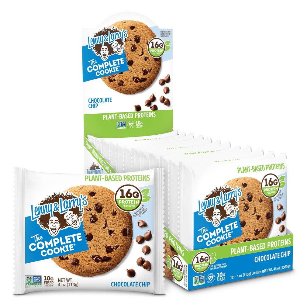 Photo of Lenny & Larry's The Complete Cookie, Chocolate Chip, 4oz, 12ct Plant-Based Protein Cookies, Vegan Non-GMO