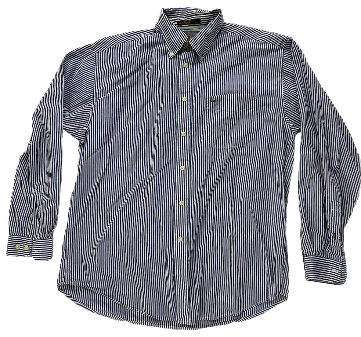 Tommy Hilfiger Golf Blue White Striped Button Down Dress Shirt LARGE Classic