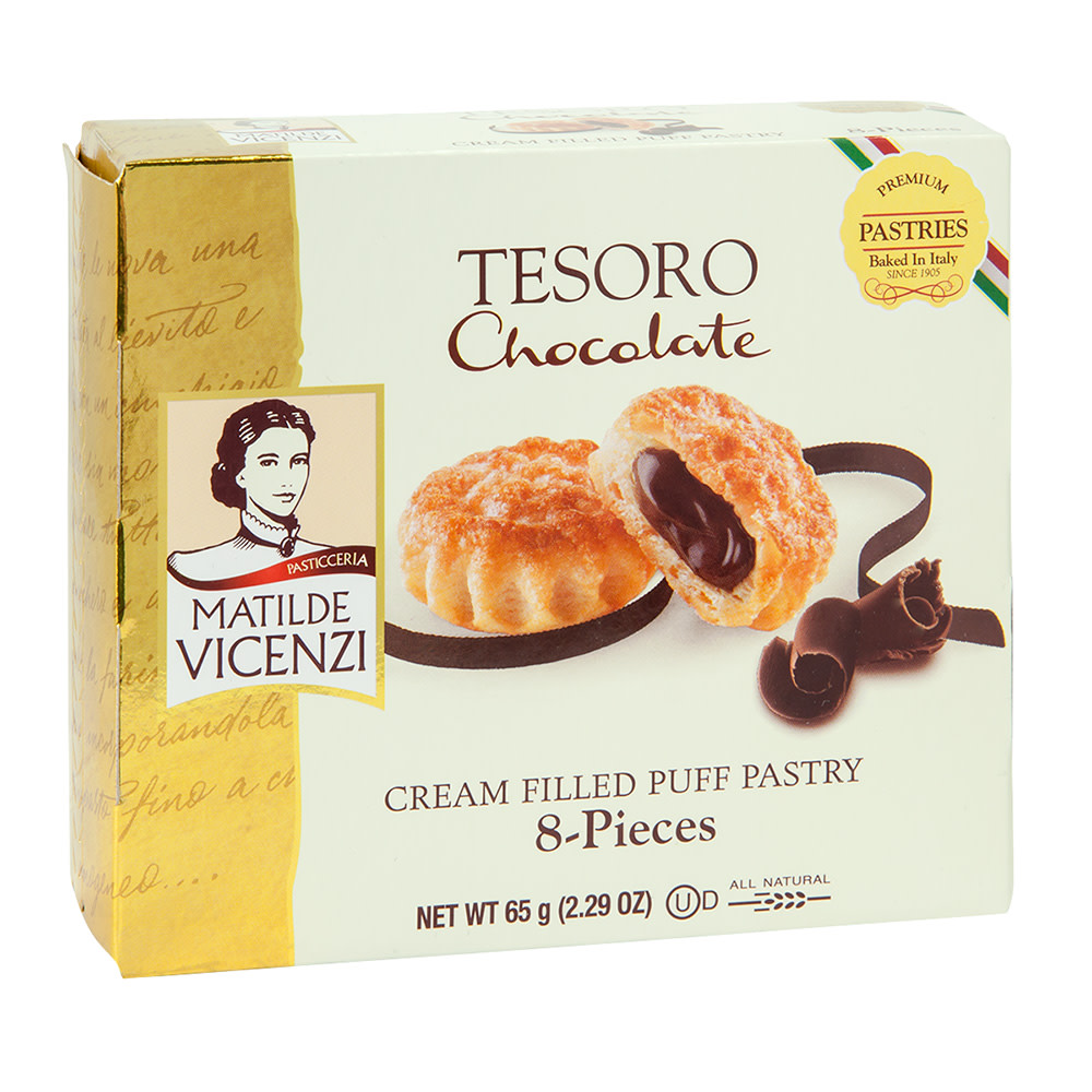 Cream Filled Puff Pastry, Tesoro Chocolate