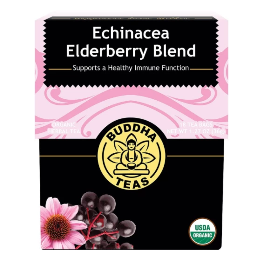 Buddha Teas Organic Herbal Tea Bags Echinacea Elderberry Blend 18pk ...