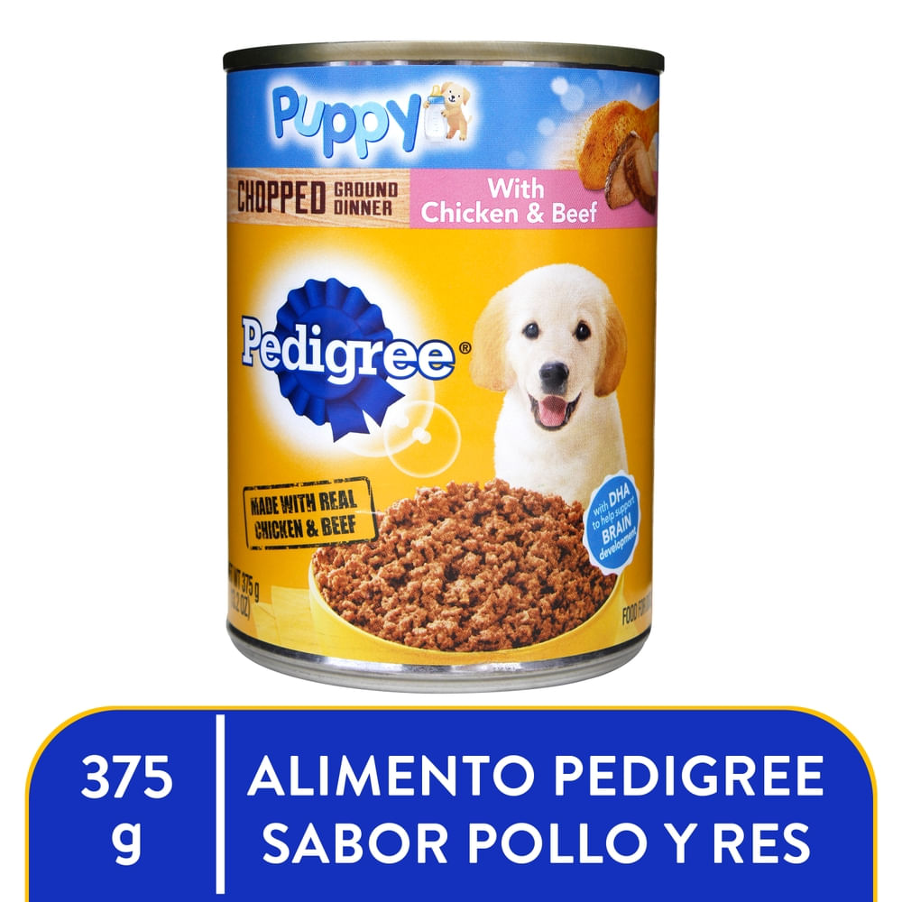 Photo of Pedigree Food For Dogs, With Chicken & Beef, Chopped Ground Dinner, Puppy - 13.2 Ounce