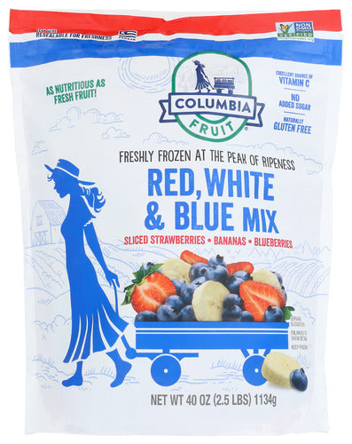 Red, White & Blue Mix Sliced Strawberries, Bananas, Blueberries, Red, White & Blue Mix