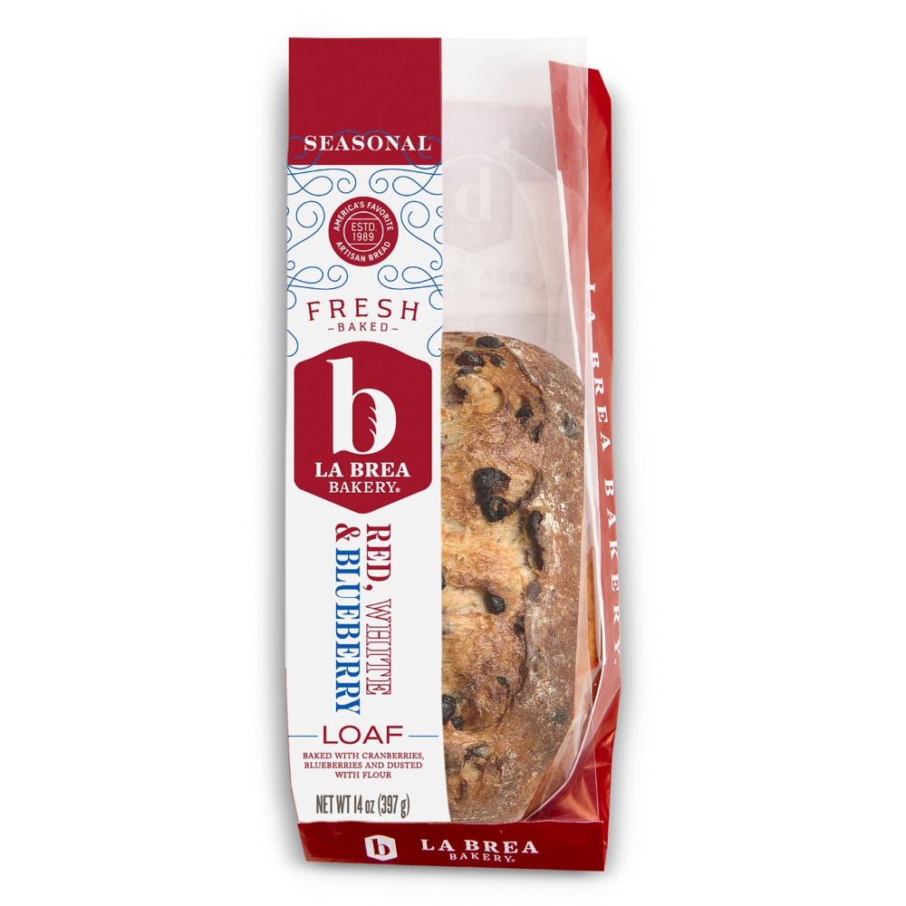 Red, White & Blueberry Seasonal Loaf Baked with Cranberries, Blueberries and Dusted with Flour,