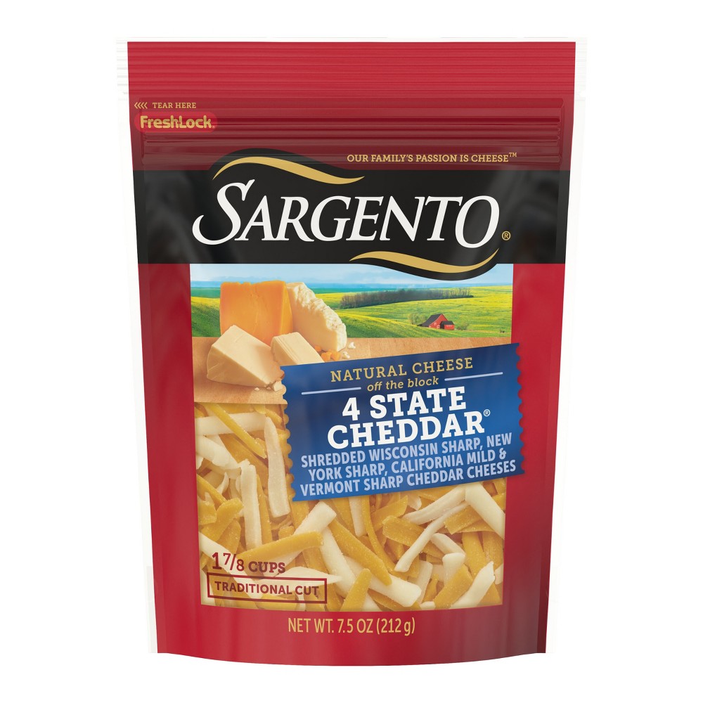 Photo of Sargento Shredded Cheese, Natural, 4 State Cheddar, Traditional Cut