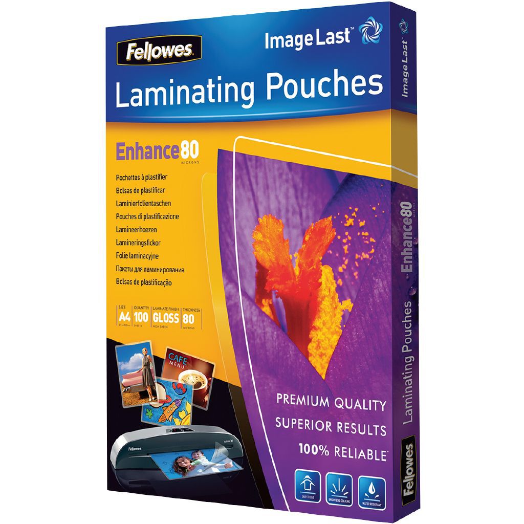 Photo of Fellowes ImageLast A4 80 Micron Laminating Pouch Pack 100