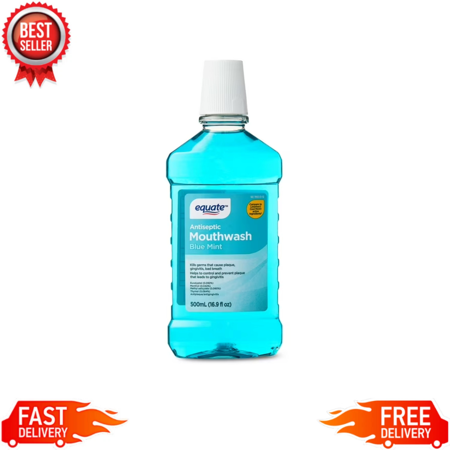 Equate Antiseptic Mouthrinse, Blue Mint