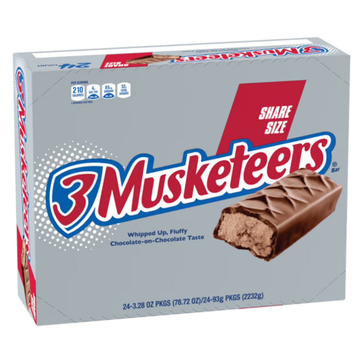 3 Musketeers Multi Piece King Size Chocolate Candy Bar — 144 Per Case