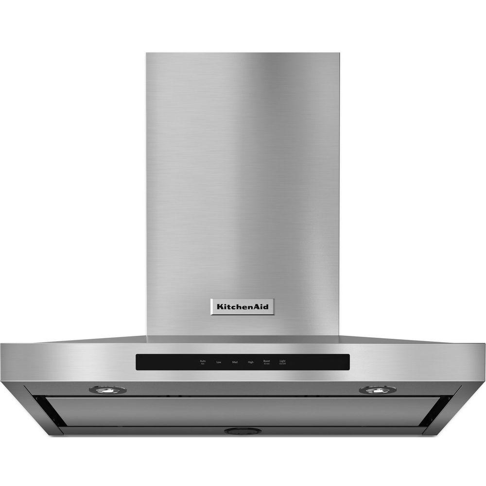 KitchenAid 30" Wall-Mount 4-Speed Canopy Range Hood, Black Ore – KVWC730SBE