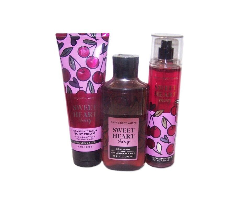 Bath & Body Works Sweetheart Cherry 3 Piece Set- Shower Gel, Mist Cream