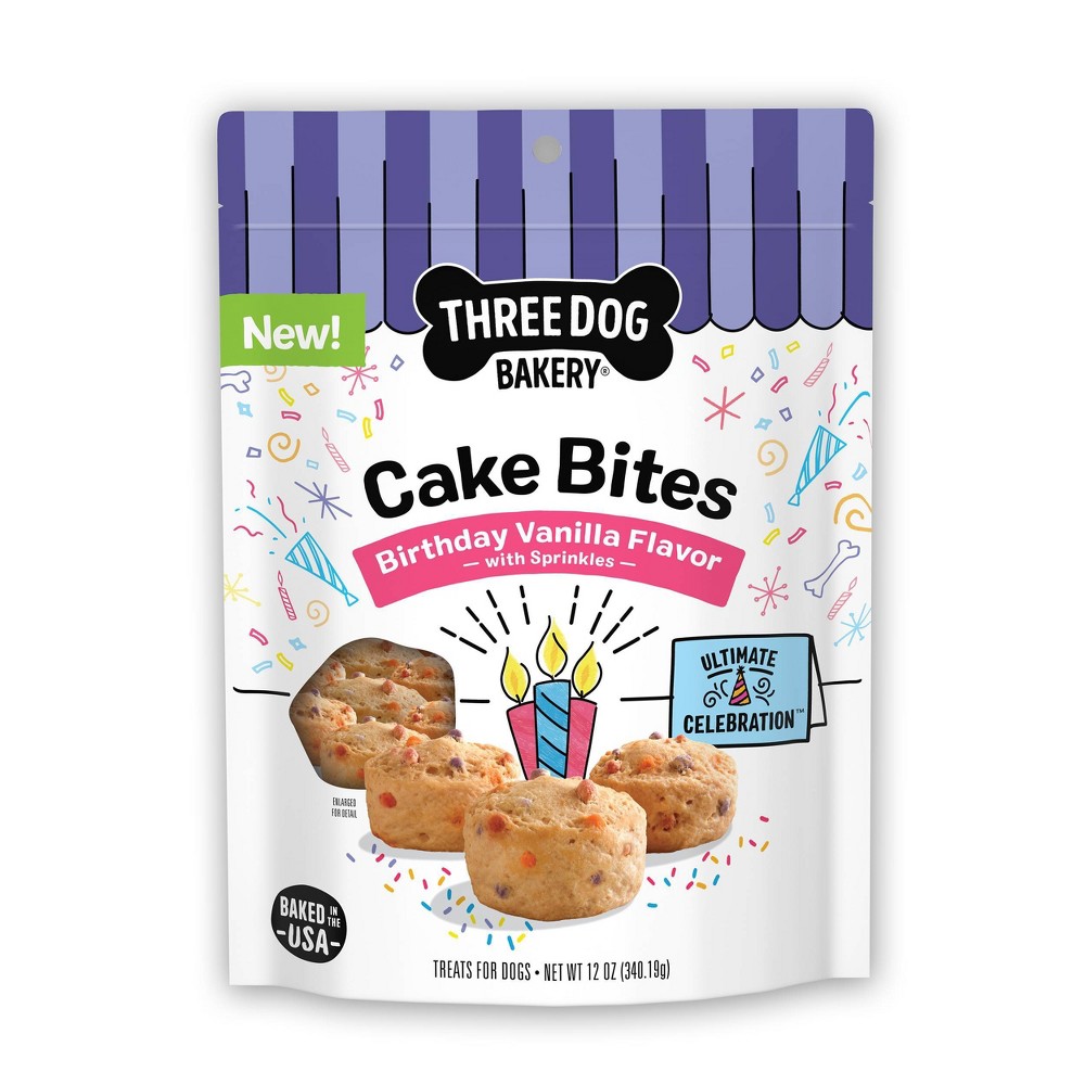 Three Dog Bakery Vanilla Flavor Cake Bites Treats - 12oz