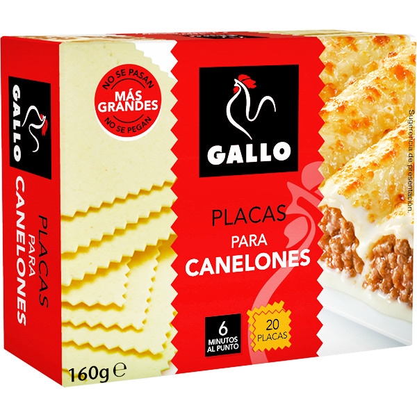 CANELONES GALLO 160 GR (20 PLACAS)
