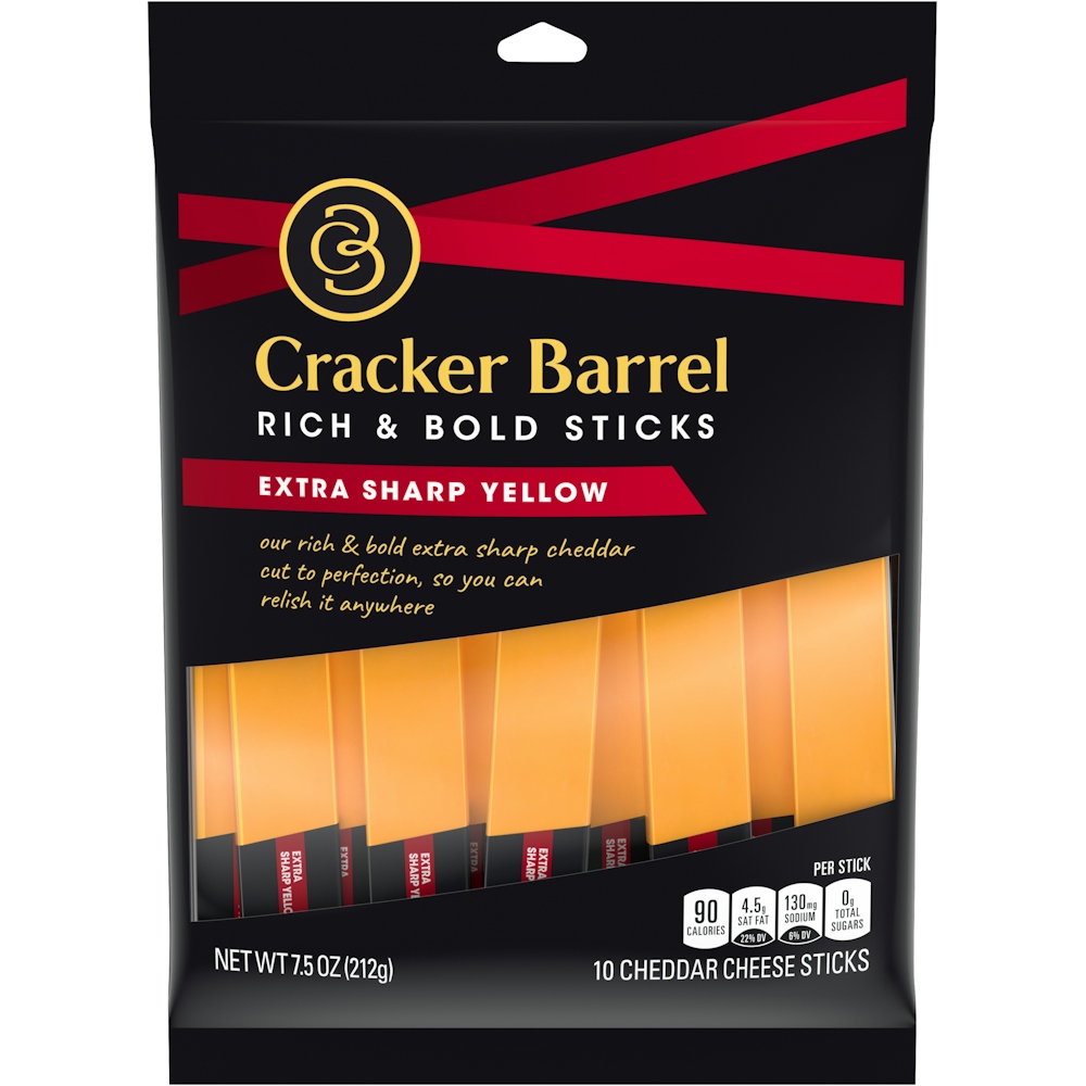 Photo of Cracker Barrel Cheese Sticks, Cheddar, Extra Sharp Yellow