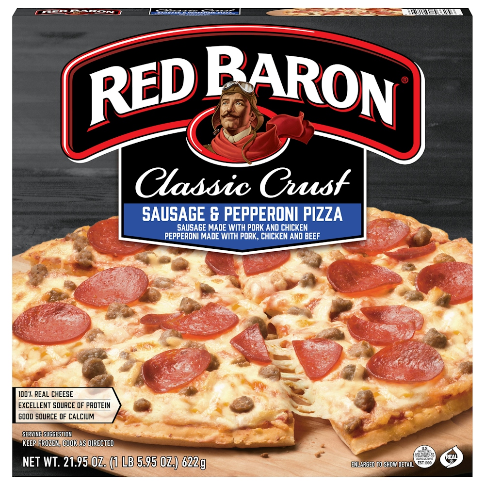 Photo of Red Baron Sausage And Pepperoni Classic Crust Frozen Pizza - 21.9oz