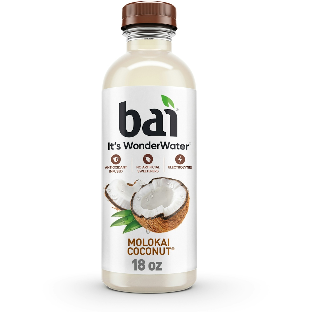 Bai Antioxidant Infused Water Beverage, Molokai Coconut, 18 Fluid Ounce Bottle
