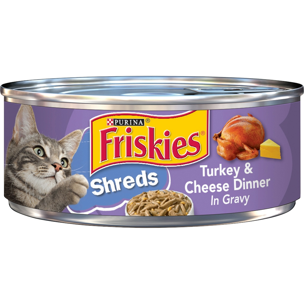 Friskies Purina Shreds Turkey And Cheese Dinner In Gravy Wet Cat Food 5.5 Oz Can