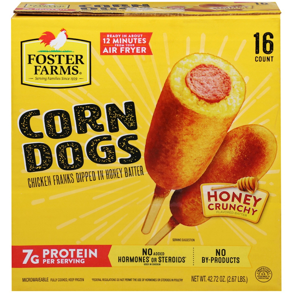 Plump & Juicy Chicken Franks Dipped in Honey-Crunchy Batter Corn Dogs, Honey Crunchy