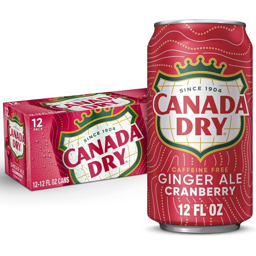 Photo of Canada Dry Ginger Ale, Caffeine Free, Cranberry, 12 Pack