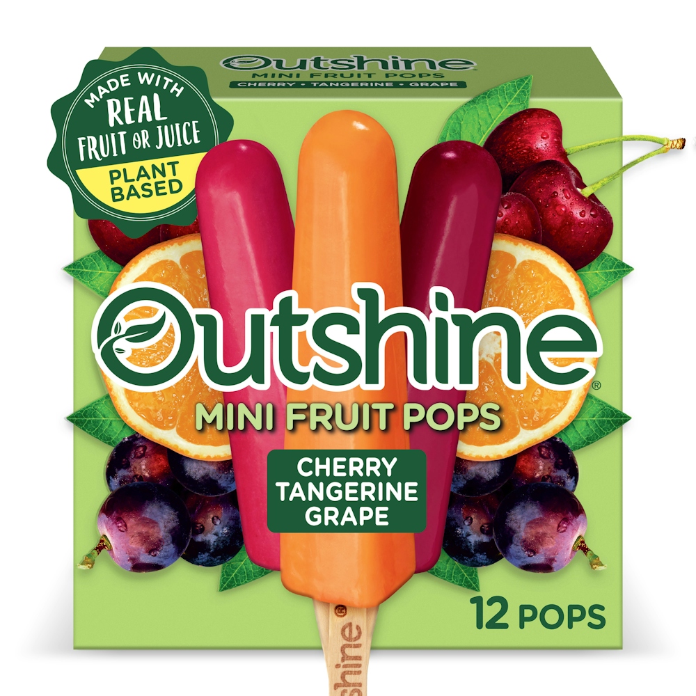 Outshine Cherry, Tangerine, And Grape Frozen Fruit Pops, Variety Pack, 12 Count