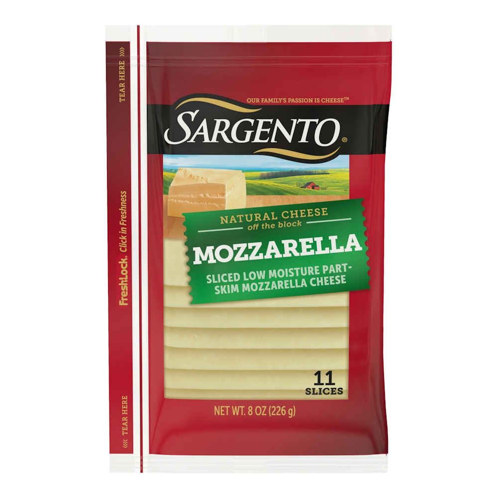 Photo of Sargento Sliced Cheese, Natural, Mozzarella, Part Skim, Low Moisture