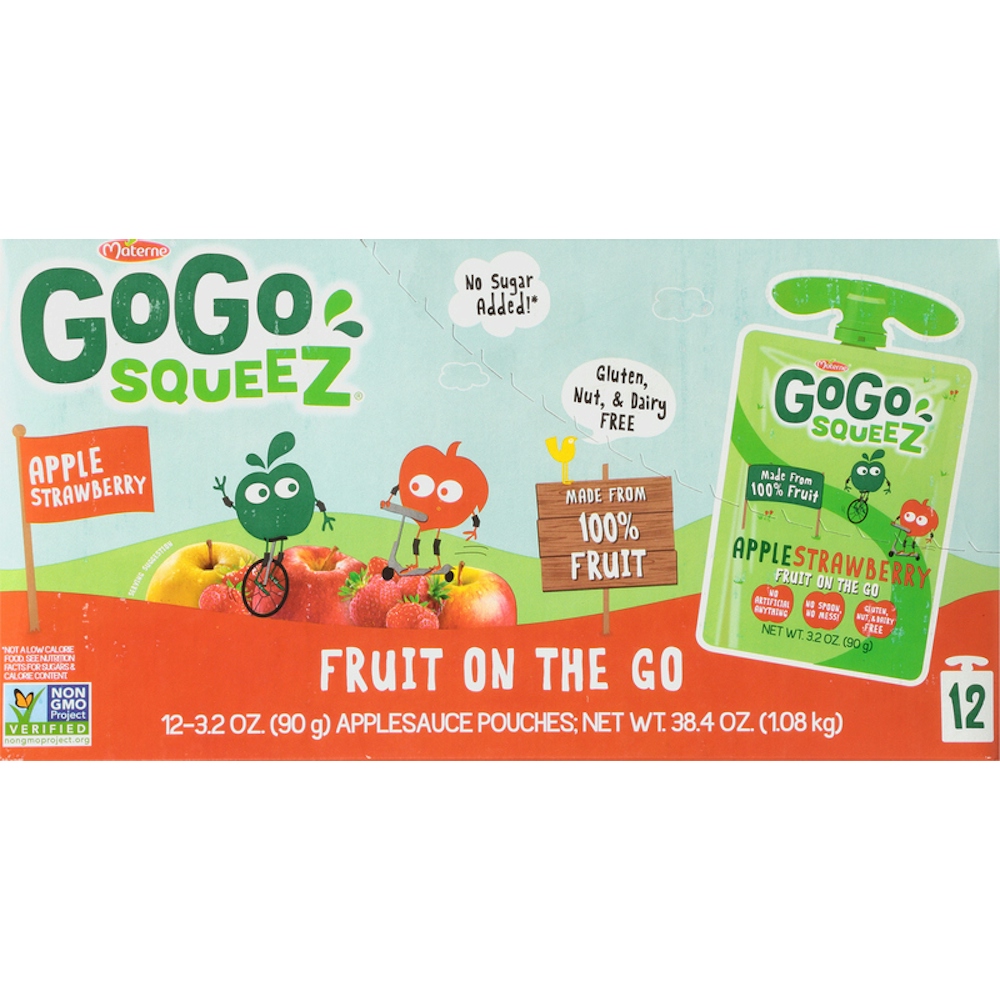 Photo of GoGo Squeez Fruit On The Go Apple Strawberry Applesauce 12 - 3.2 Oz Pouches