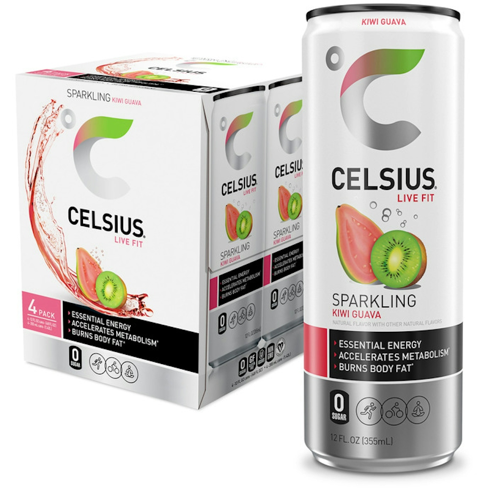 Photo of Celsius Energy Drink, Sparkling, Kiwi Guava, 4 Pack