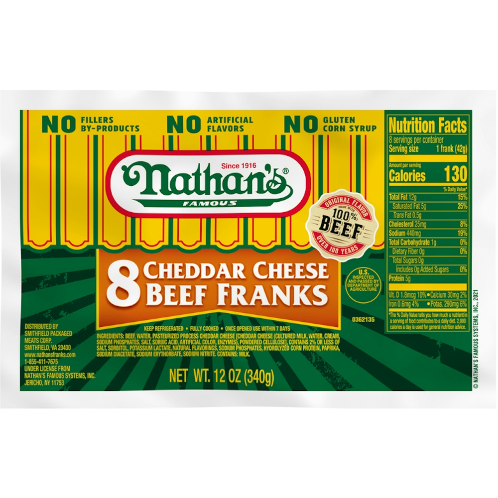 Nathan's Famous Cheddar Cheese All Beef Franks