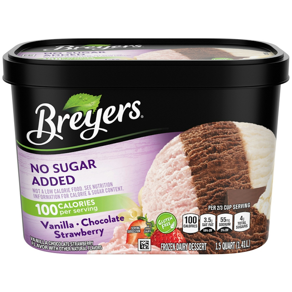 Vanilla Chocolate Strawberry Flavored No Sugar Added Frozen Dairy Dessert