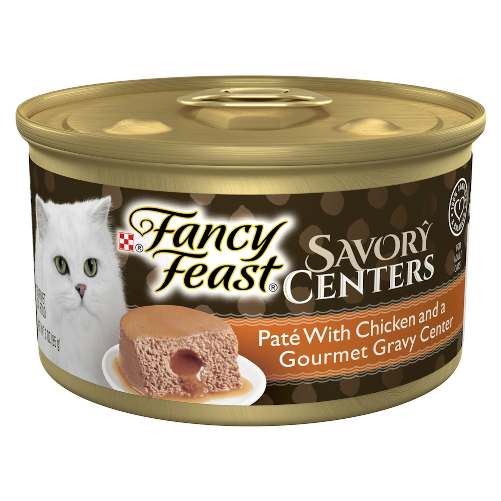 Fancy Feast Pate With Chicken And A Gourmet Gravy Center Cat Food 3 Oz