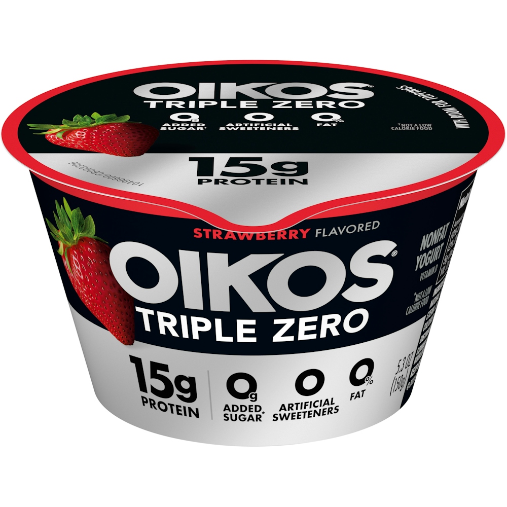Photo of Oikos Triple Zero Strawberry Protein Nonfat Greek Yogurt Cup