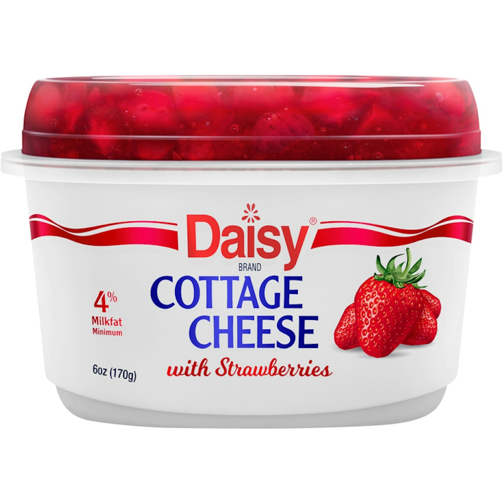 Daisy Cottage Cheese, With Strawberries, 4% Milkfat Minimum, 6 Ounce