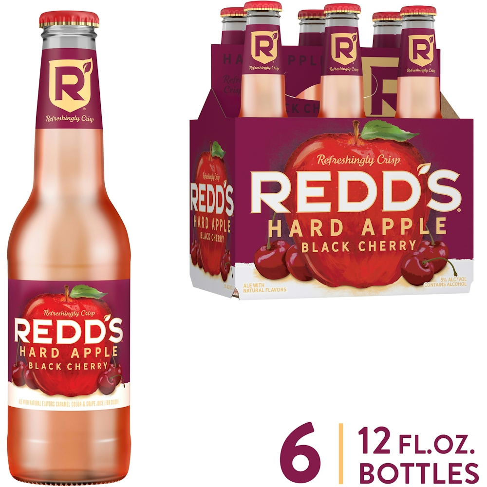 Photo of Redd's Hard Apple Black Cherry Ale Beer, 6 Pack, 12 Fl. Oz. Bottles, 5% ABV