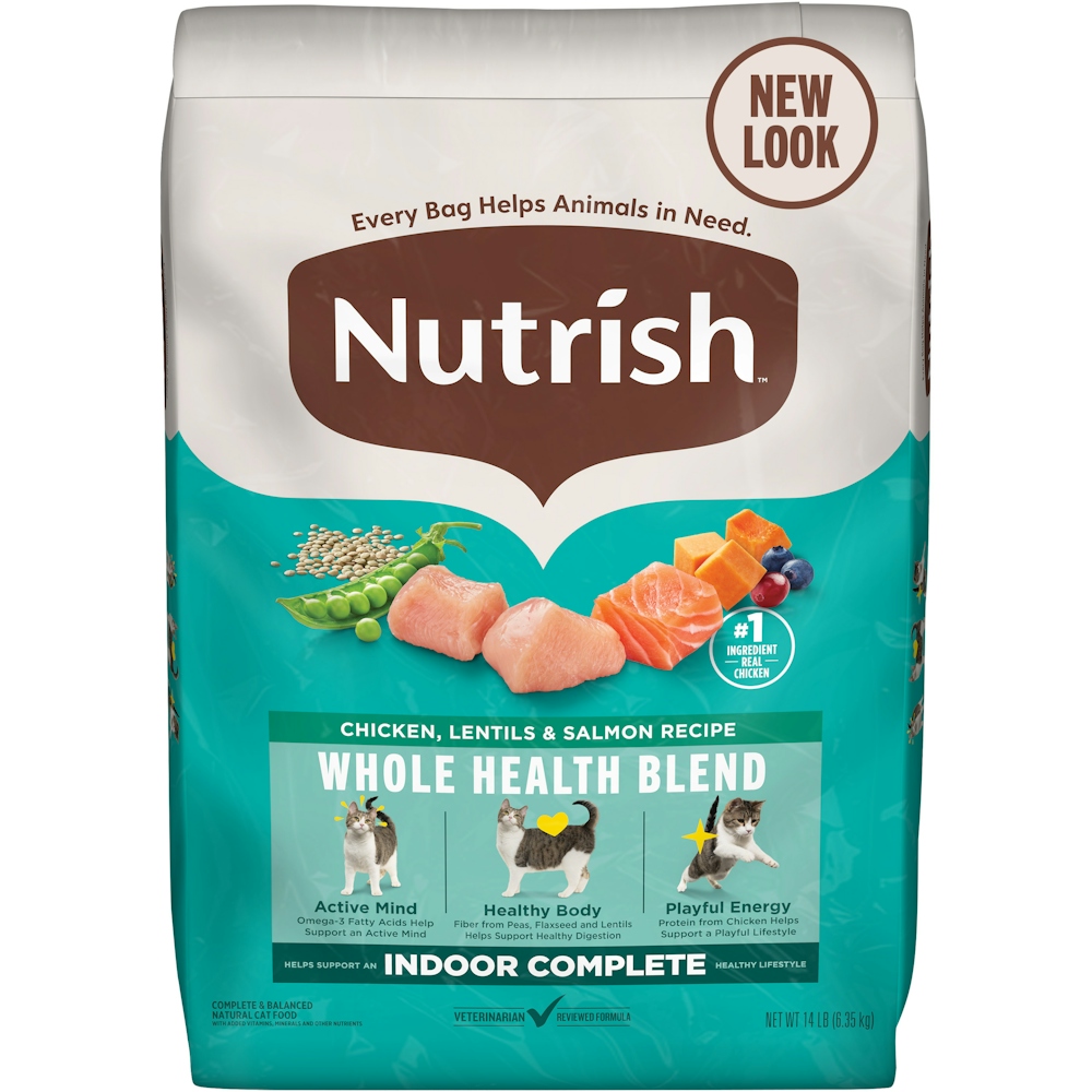 Rachael Ray Nutrish Indoor Complete Natural Dry Cat Food, Chicken With Lentils & Salmon Recipe, 14 Lbs