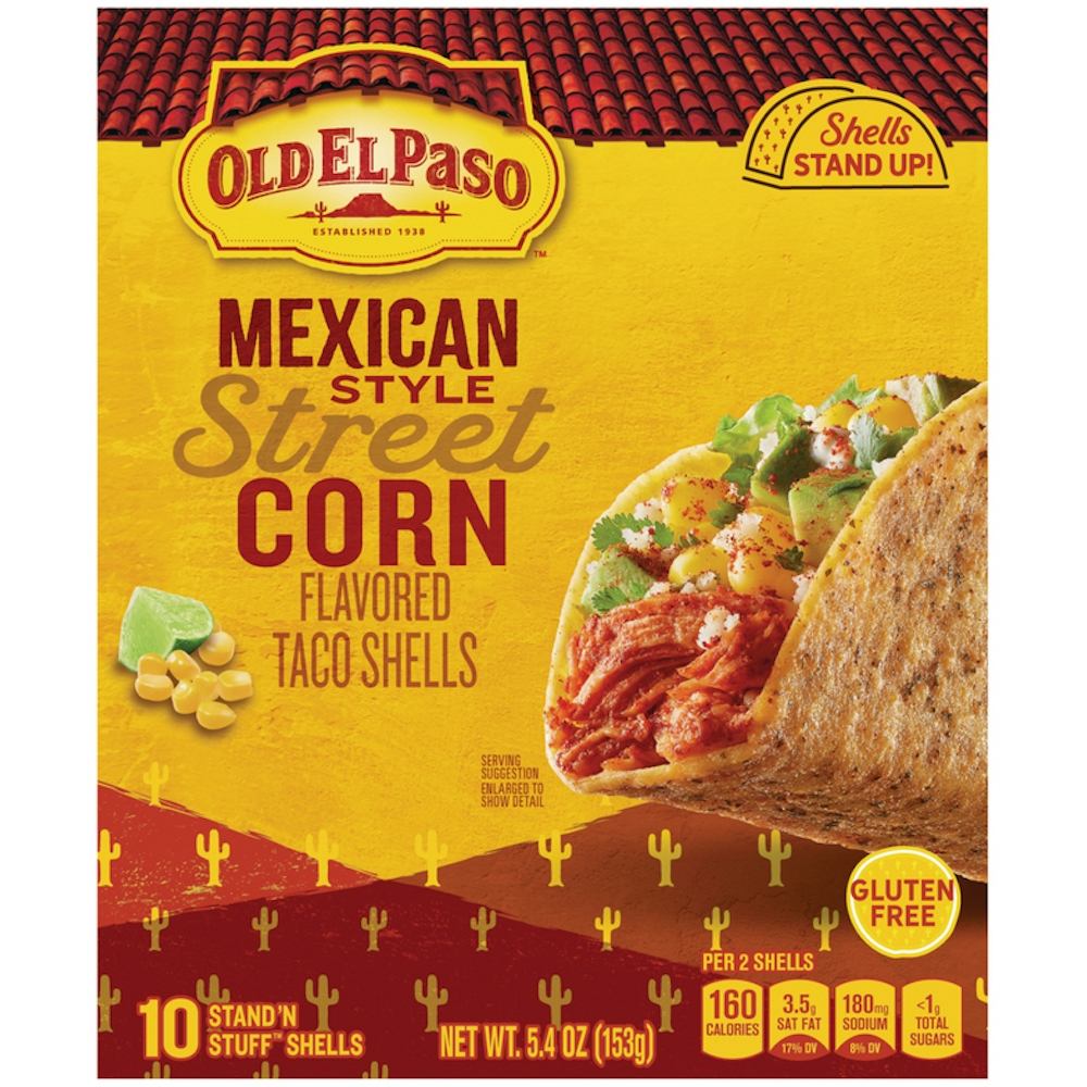 Old El Paso Mexican Style Street Corn Flavored Taco Shells 10 Count