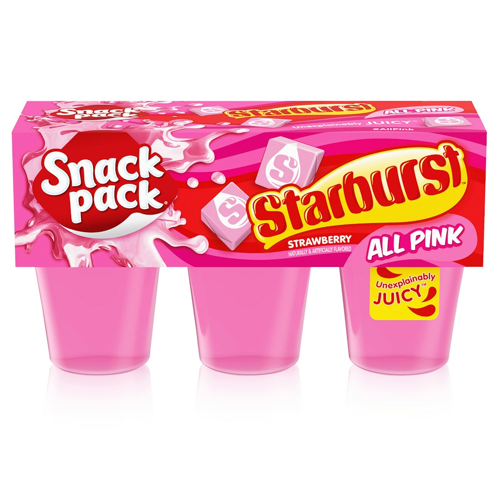 Snack Pack Pink Starburst Flavored Juicy Gels Cups, 3.25 Oz., 6 Count