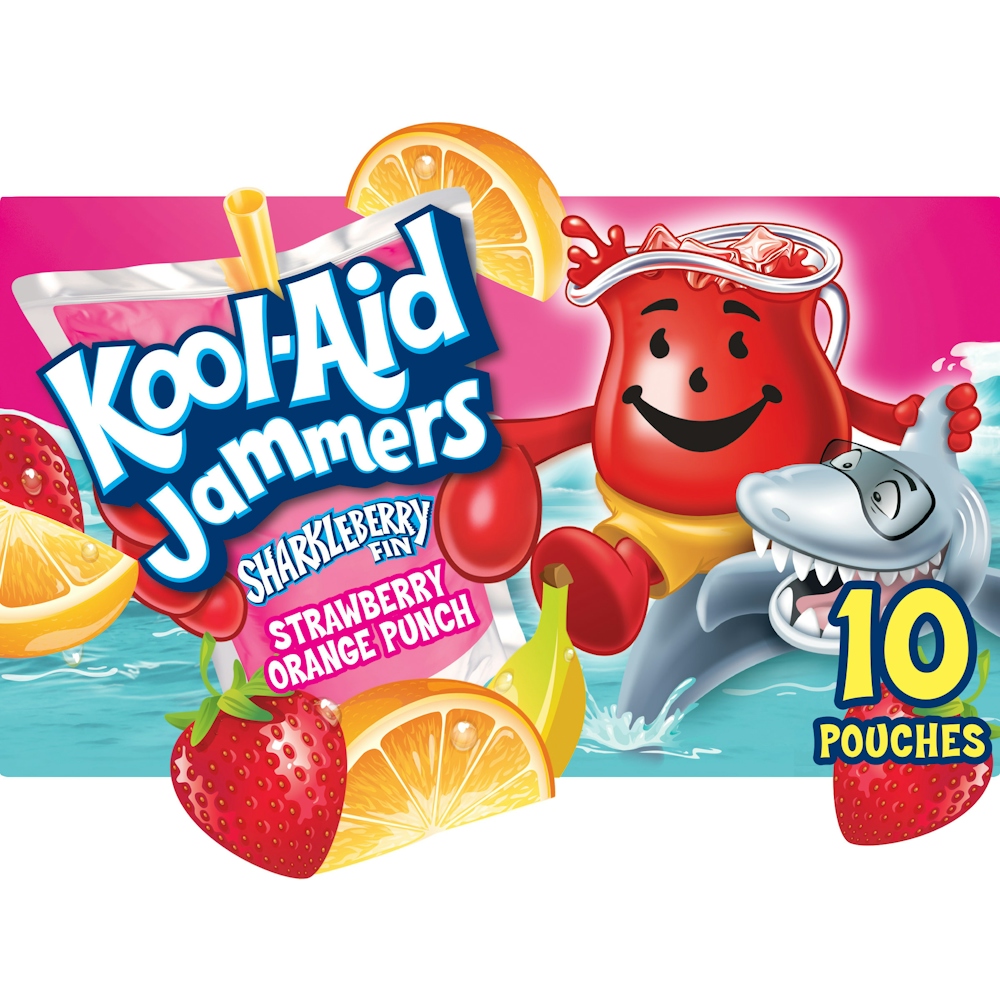 Photo of Kool-Aid Jammers Sharkleberry Fin Strawberry Orange Punch Flavored 0% Juice Drink, 10 Ct Box, 6 Fl Oz Pouches