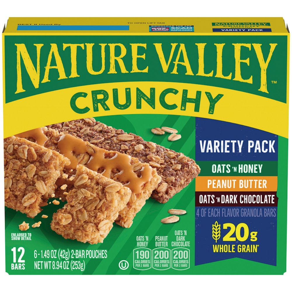 Nature Valley 100% Natural Crunchy Granola Bars Variety Pack - Cinnamon, Oats 'N Honey And Peanut Butter