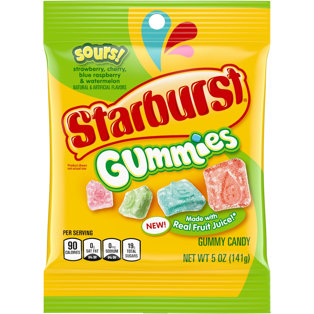 Starburst Gummies Sours Gummy Candy, 5 Oz Bag
